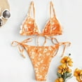 thumbnail image 3 of Swimsuits for Women,Women Print Two Piece Retro Halter Ruched High Waist Print Bikini Set Orange M(M), 3 of 7