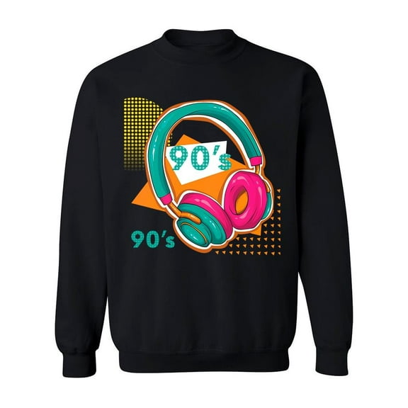 90's Retro Headphones Sweatshirt Men -Image by Shutterstock, Male x-Large