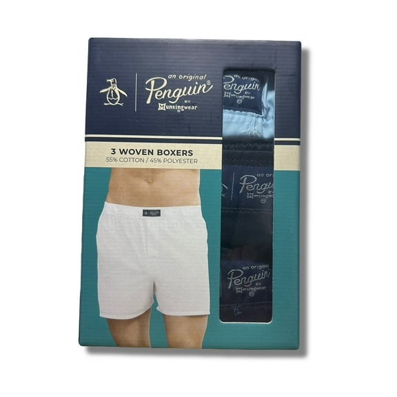 PENGUIN MEN'S PACK 3 - 233 TEAL - BLUE XLARGE - UNDERWEAR WOVEN BOXER BRIEF