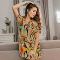 thumbnail image 2 of Horeoi Dancing African Women Print Women's Short-sleeved Nightdress Breathable Cotton-like Material Loose A-line Knee-length, 2 of 6