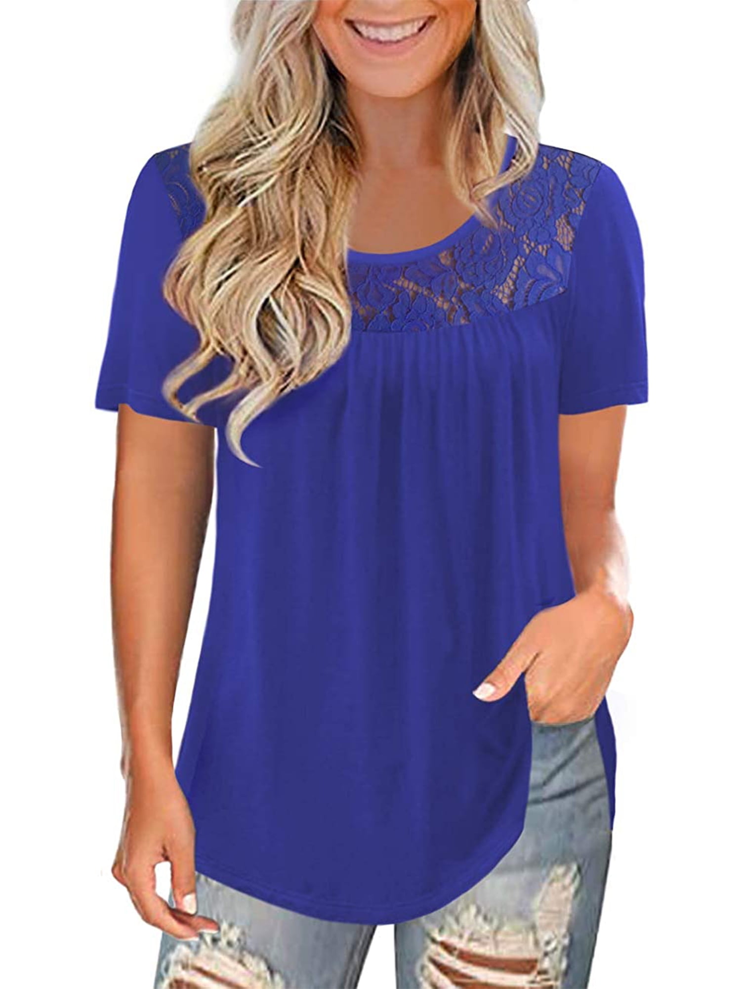 Womens Lace Crochet Long Sleeve T-shirt Blouse Plain Tunic Top Jumper Plus Size 