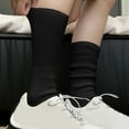 thumbnail image 2 of IWRICH Women's Slouch Socks 80s Scrunch Socks Extra Long Slouchy Sock White Soft Comfy Socks Black, 2 of 4