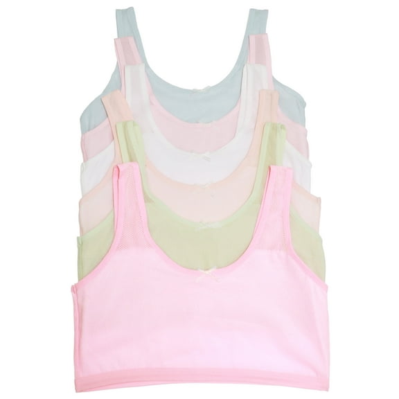 Angelina Girl's Mesh Wide Straps Wireless Training Bras (6-Pack)