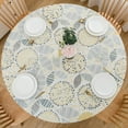 thumbnail image 1 of GFDYREE Round Vinyl Fitted Tablecloth Flannel Backing Elastic Edge Plastic Table Cover Waterproof Cloth Stain-Resistant Wipeable 45''-56'' Up to 45-56 Inch (Abstract Floral-Large), 1 of 7