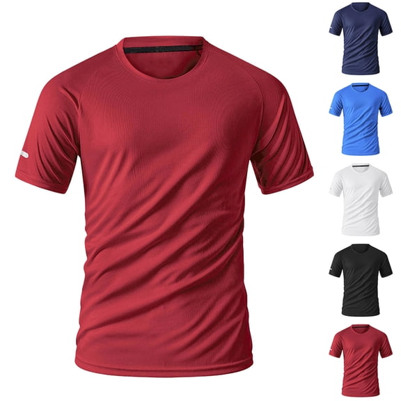 Einccm Men's Quick Dry Ice Silk T-Shirt Moisture Wicking Breathable Crew Neck Short Sleeve Tee for Athletic Running Gym Workout Casual Daily Wear Classic Fit Solid Color