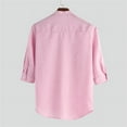 thumbnail image 4 of Birdeem Chemise Décontractée à Manches Mi-Longues en Lin Col Montant pour Hommes, 4 of 12