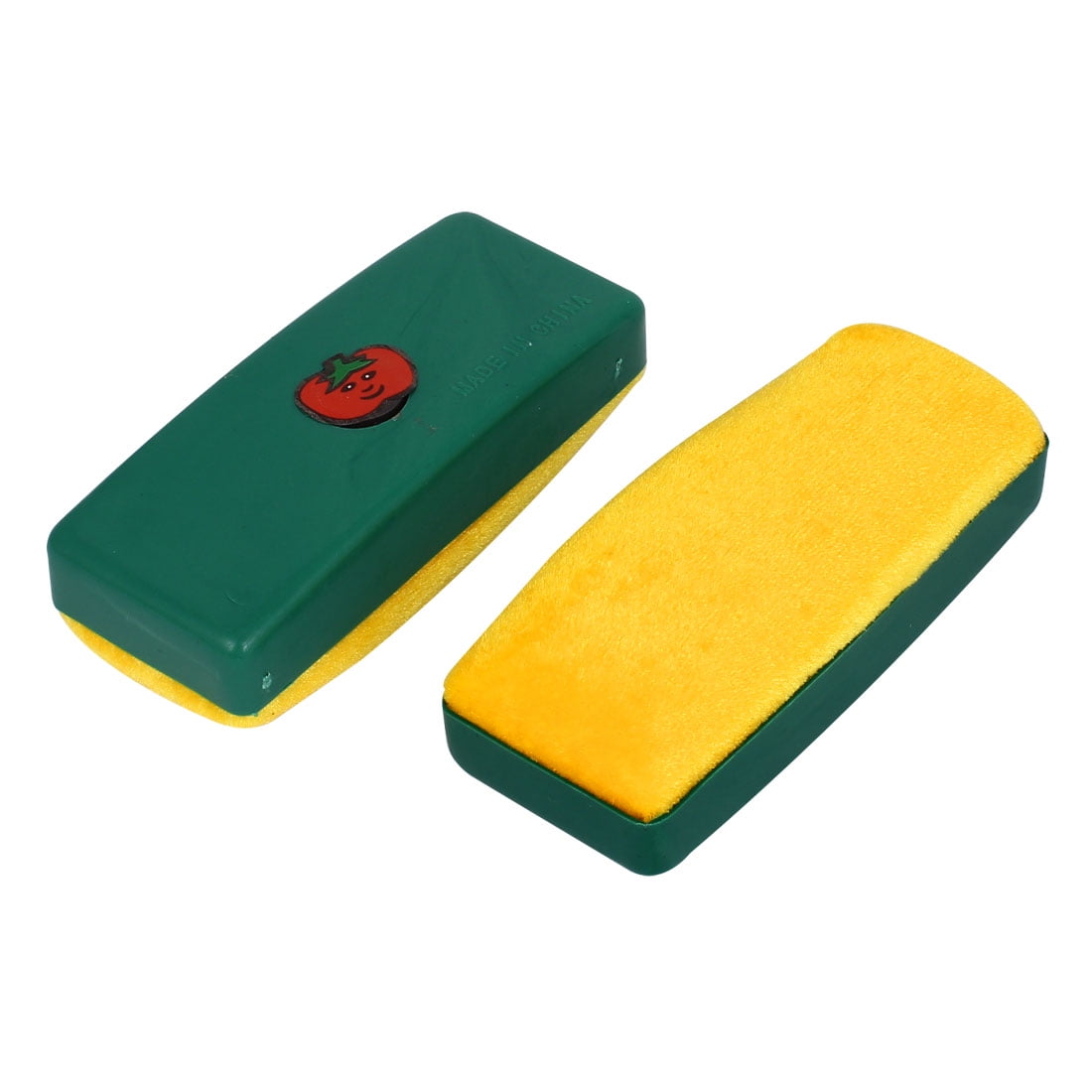 2pcs Plastic Shell Whiteboard Blackboard Cleaner Dry Marker Eraser Yellow Green