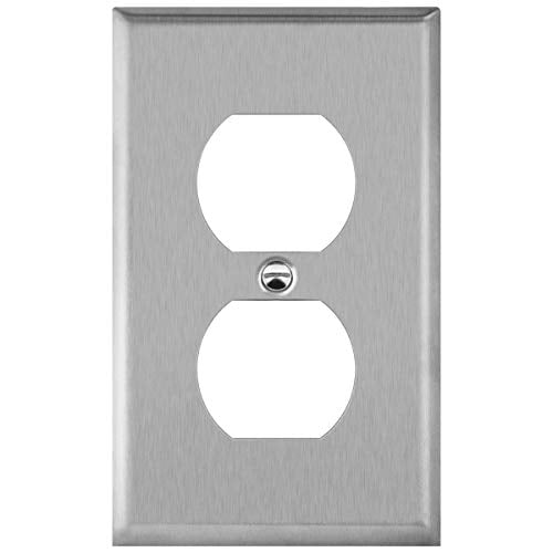 ENERLITES Duplex Receptacle Metal Wall Plate, Stainless Steel Outlet