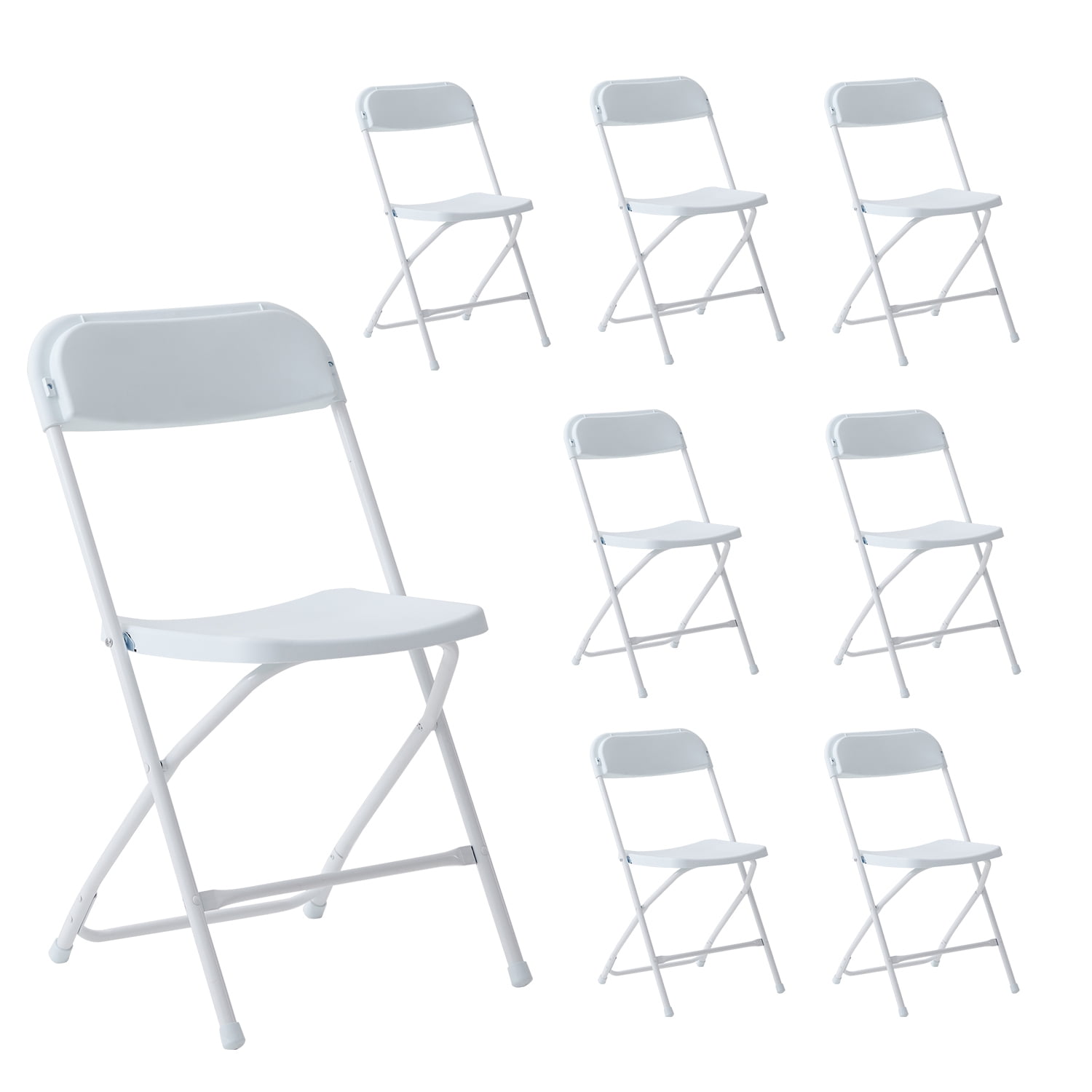 Plastic Folding Chair White 8 Pack 650LB Weight Capacity