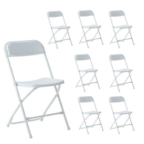 Plastic Folding Chair White 8 Pack 650LB Weight Capacity