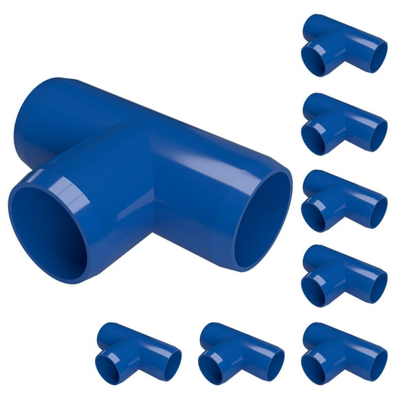 FORMUFIT PVC Fitting, Standard Tee , Furniture Grade, 3/4" Size, Blue, 8-Pack (F034TEE-BL-8)