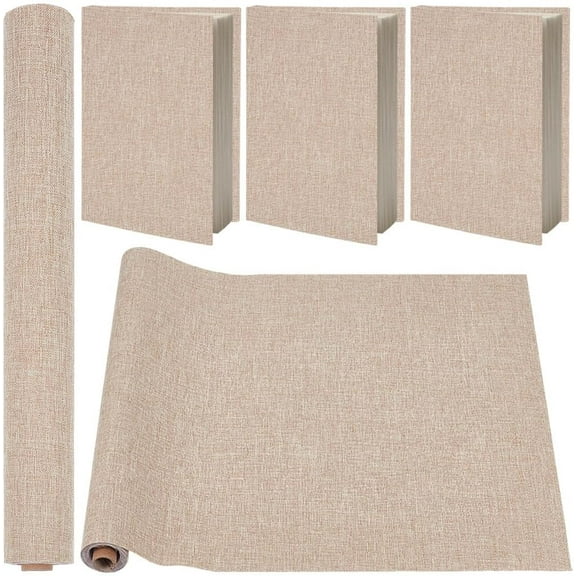 DIY Imitation Linen Fabric with Paper Back for Book Binding Velvet Box Making Tan 300x1300mm