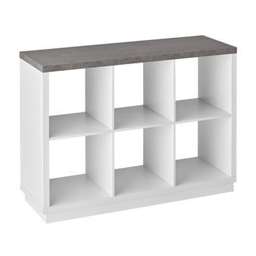 Build Your Own Furniture 6-Cube Organizer with Faux Concrete Top, White