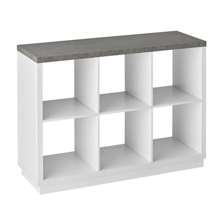 Build Your Own Furniture 6-Cube Organizer, White with Faux Concrete Top