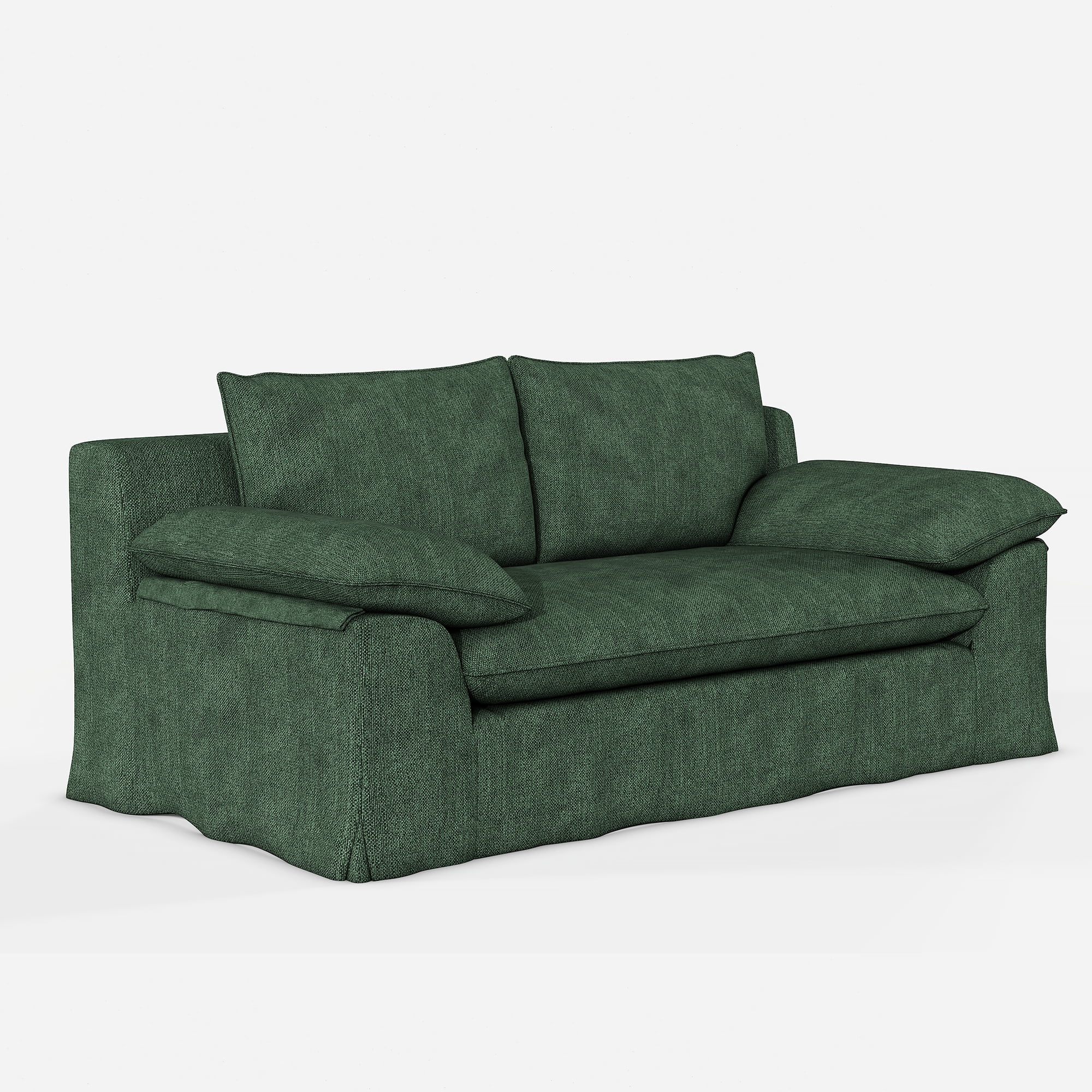 Modern Compression Loveseat Sofa with Removable Washable Cover,Deep Seat Linen Fabric Upholstered Couch with High-Density Foam for Living Room,Apartmen,No Assembly Required,Green