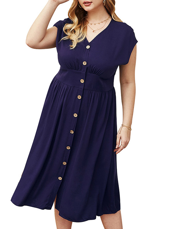 plus size button down midi dress