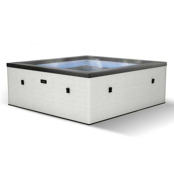 Wave Garda 4-Person Square Eco-Foam Hot Tub | 70-Jet Massage & Wi-Fi Eco Heater | Pebble White