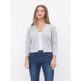thumbnail image 5 of MixMatchy Women's Basic Solid Patterened Texture Lightweight Soft Open Front Cropped Cardigan, 5 of 5