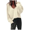 thumbnail image 2 of Fulijie Cream V Neck Sweater,Cream V Neck Sweater Women,Cream V Neck Cardigan For Women,Womens Sweaters,Women's V-Neck Sweater Comfortable Long Sleeve Lightweight Casual, 2 of 6