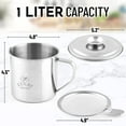 thumbnail image 6 of Zulay Kitchen Bacon Grease Container with Strainer 1L Stainless Steel Cooking Oil Container, 6 of 8