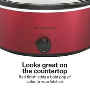 Hamilton Beach 6 Qt Slow Cooker, Stoneware Crock with Removable Pot, Red