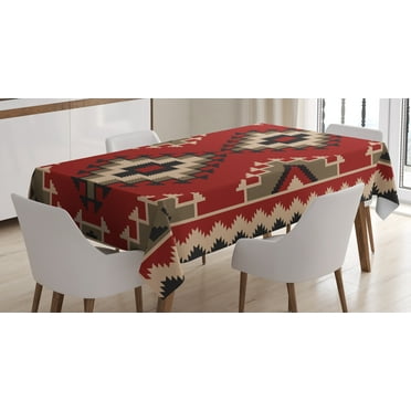 Ambesonne Afghan Tablecloth Rectangular Table Cover, Afghan Style Motifs, 60"x84", Multicolor