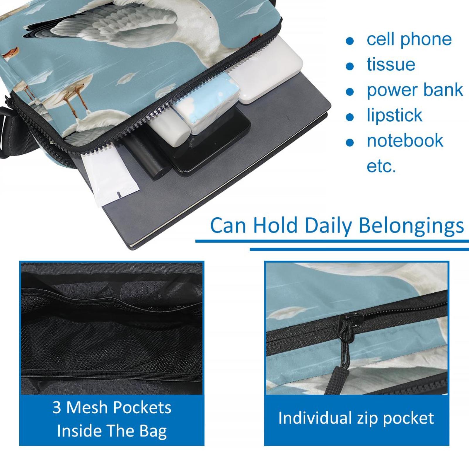 Seagull Adjustable Lightweight Waist Bag Fanny Pack Crossbody Bag with Extension Strap Unisex