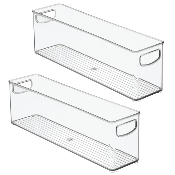 mDesign Plastic Kitchen Food Storage Bin with Handles, 16" Long, 2 Pack