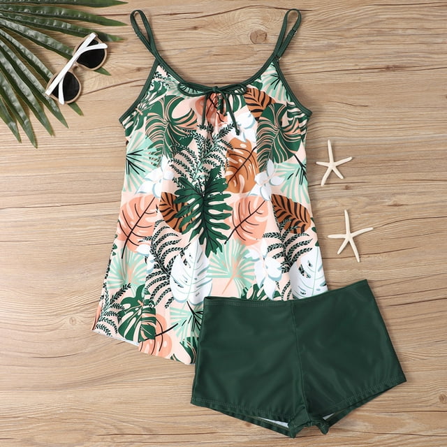 FcBaudy Maillots de Bain pour Femmes Deux Pièces Maillot de Bain pour Femmes Maillot de Bain pour Femmes Tankini Maillots de Bain pour Femmes Femmes Imprimé Conservateur Dos à Bretelles Ensemble Deux Pièces Maillots de Bain Robe de Bain Femmes Maillot de Bain