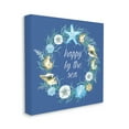 thumbnail image 3 of Happy By The Sea Calligraphy Aquatic Shells Wreath Coastal Graphic Art Gallery-Wrapped Canvas Print Wall Art, 3 of 7