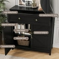thumbnail image 4 of WARMMUSE Kitchen Sideboard Buffet Cabinet, 32'' H  Modern Farmhouse Storage Cabinet with Barn Doors, Drawer, and Adjustable Shelf, Black, 4 of 10