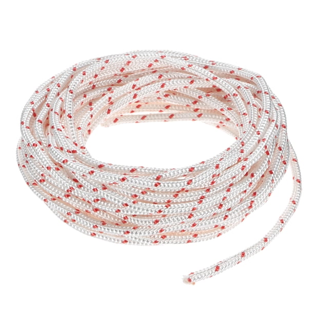Cuerda de arranque de retroceso Uxcell 6mm 10m Cuerda de nylon para motosierra Blanco Rojo
