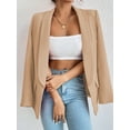 thumbnail image 4 of Women Casual Blazer Suit Open Front Shawl Collar Long Sleeve Fitted Jacket for Office Work Khaki M, 4 of 7