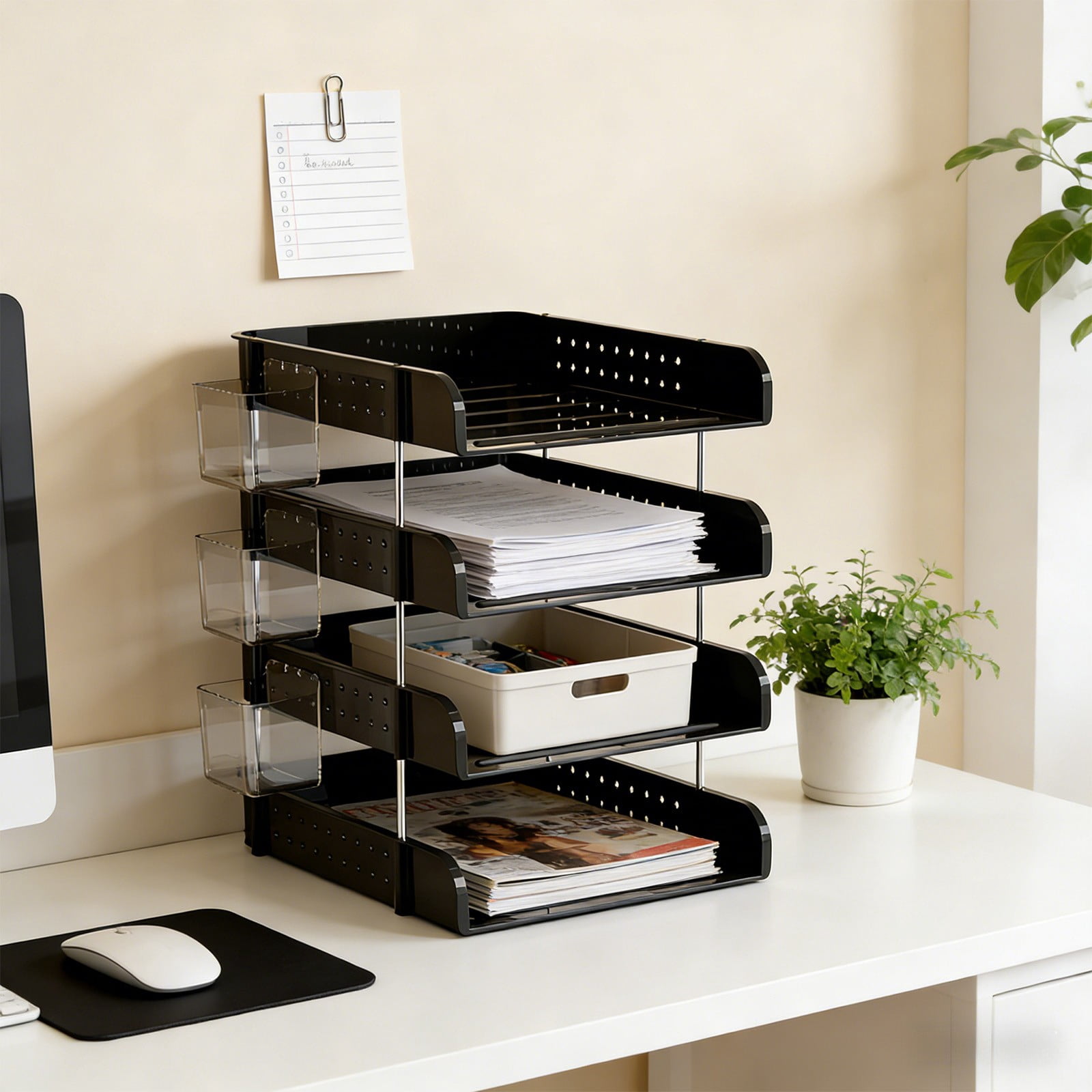 Desk Organizers and Storage, Desktop Organizer, File Storage, Desk Organizer 13.19 x 10.16 x 16.54 inches, File Tray Accessories Rack for Desktop Office Desk Drawers