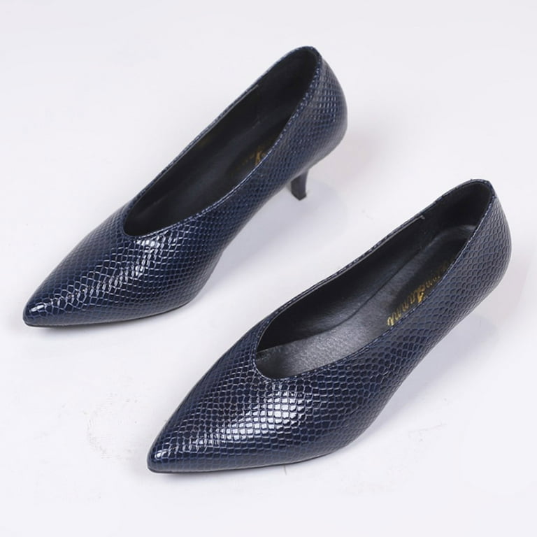 2022 New Womens Court Shoes Slip On Mid Kitten Heel Patent Leather Shoes Point Toe Casual Smart Office Work Party Dress Shoes Ladies Pumps Shoes
