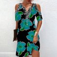 thumbnail image 2 of Mini vestido de manga corta con estampado de cuello en V Sexy informal para mujer a la moda Fridja  bnh4867, 2 of 5