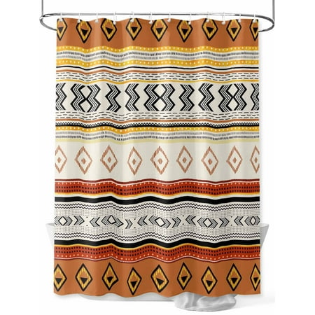 Shower Curtains for Bathroom-72"x84", Boho Farm Ethnic Texture Trabal Art Waterproof Bath Curtain Grommet Shower Curtain Set with Hooks, Geometric Stripe Line Diamond Dot Washable Bath Accessories