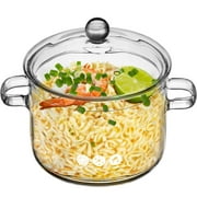 High Borosilicate Glass Soup Pot with Cover Clear Glass Pot with Double Handles Household Cooking Saucepan Pot