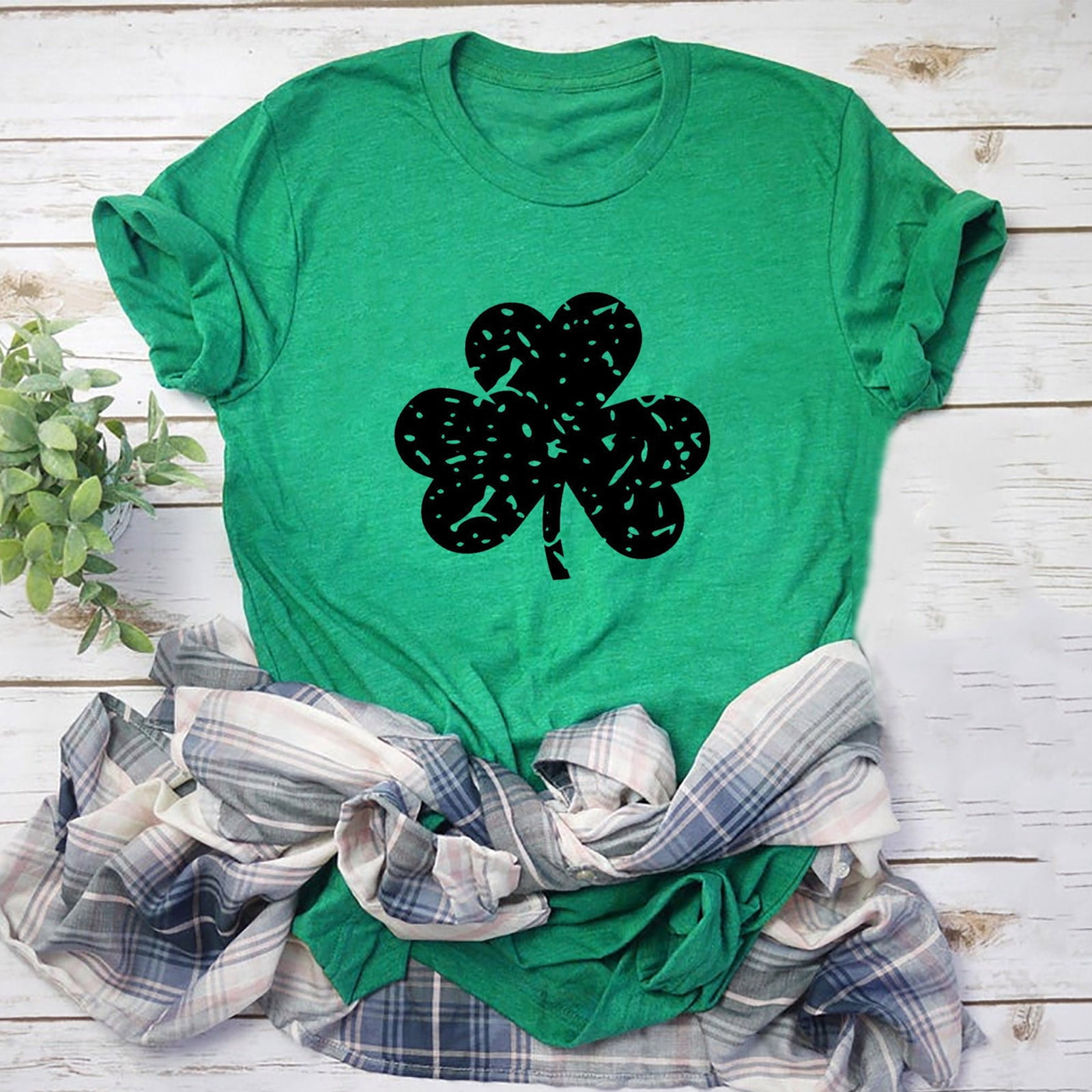 T-shirt Manches Longues Femme Saint Patrick - Imprimé Vert Irlandais - Chemisier Léger En Polyester-élasthanne - Taille 3