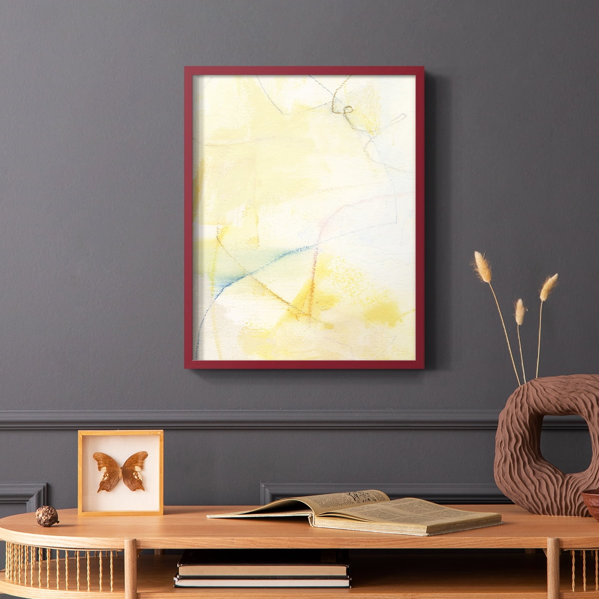 Barxan IV Framed Print in Red Solid Wood Framed Print No Nail Hanging