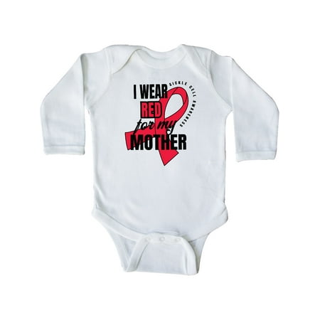 

Inktastic Sickle Cell Awareness I Wear Red For My Mother Gift Baby Boy or Baby Girl Long Sleeve Bodysuit