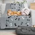 thumbnail image 6 of PetAmi Waterproof Dog Blanket For Small Medium Dogs, Pee Proof Pet Blanket Sherpa Fleece Couch Cover, Reversible Cat Throw Bed Sofa Protector, Soft Plush Washable Pad (Medium 29x40, Bone Print Gray), 6 of 7