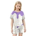 thumbnail image 3 of WOYY Kids Girls Summer Outfits Ice-Cream Print Short Sleeve T-Shirt Shorts Set, Sizes 2-12, 3 of 5