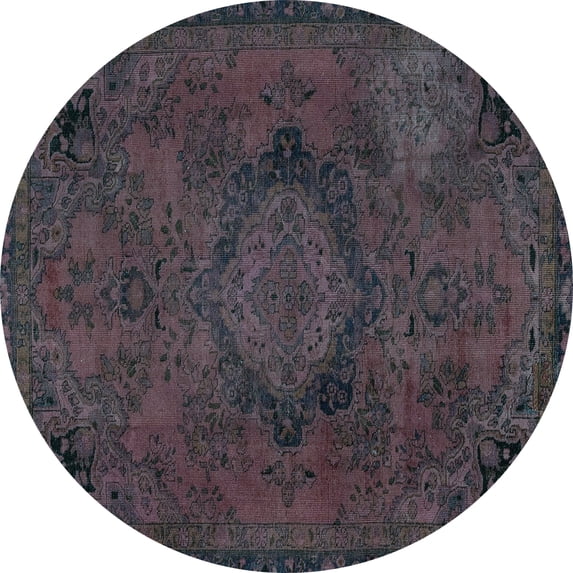 Ahgly Company Indoor Round Abstract Light Blue Modern Area Rugs, 6' Round