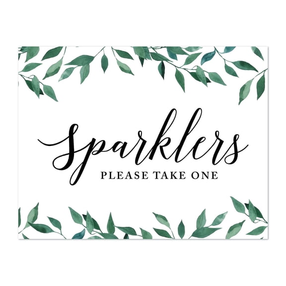Koyal Wholesale Greenery Sparklers Wedding Sign 8.5x11 Party Decor