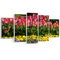 thumbnail image 2 of Tulipes Rouges avec Fleurs Jaunes et Violettes - Grande Impression sur Toile, 2 of 3