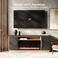 thumbnail image 2 of BELLEZE 68 Inch Electric Fireplace TV Stand With Gold Grim, Elegant Entertainment Center With Storage, Media Console With Drawers & Open Shelves for Living Room, Bedroom Home Theater (Espresso Black), 2 of 7