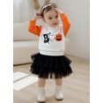 thumbnail image 3 of Toddler Baby Girl Halloween Outfit 1-6 Years Kids Ghost Embroidered Long Sleeve Sweatshirt Elastic Waist Tulle Skirt 2Pcs Cute Fall Clothes Set, 3 of 9