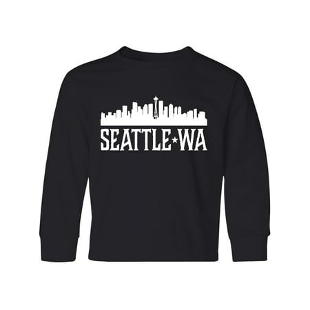Seattle Washington Skyline WA Cities Youth Long Sleeve