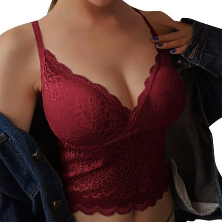 

QYZEU Skin-Tight One-Piece for Lingerie for Women Women Plus Size Vest Crop Wireless Bra Lingerie V-Neck Underwear Camisole Crop Top